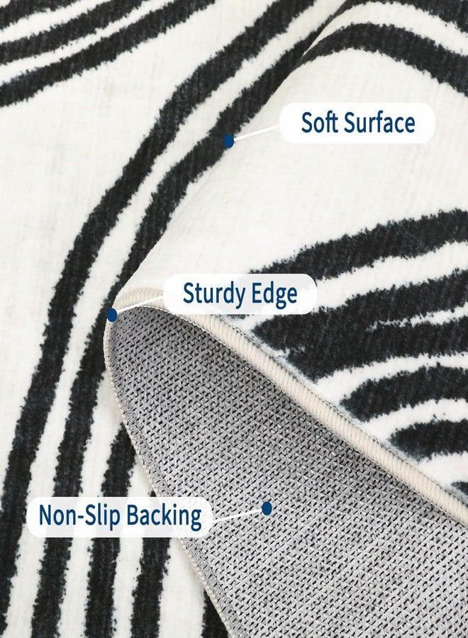 MilleLoom Washable Abstract Kitchen Rugs, 2x6 Modern Non Slip Hallway Runner, Low Pile Ultra Thin Entryway Mat Laundry Rugs Stain Resistant Accent Floor Cover for Bedside Bathroom, Black - Image 4